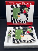 Fitz & Floyd frosty’s frolic snack plate spreader