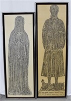 2pc Brass Rubbing Cathedral Prints