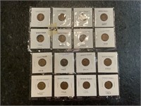 16 old wheat pennies