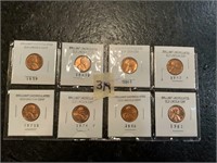 Eight brilliant uncirculated Lincoln cents