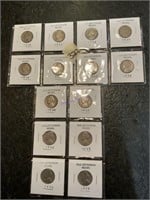 14 old Jefferson nickels