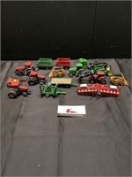Metal tractors and farm machinery