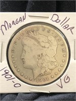 1901-O Morgan Silver dollar with protector