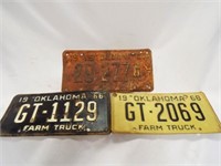 Rusty 1960 Oklahoma License Plate & 1966 Oklahoma