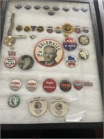 Political pins in case