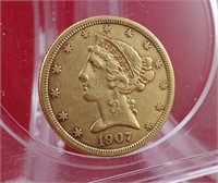 1907 $5 Gold Piece