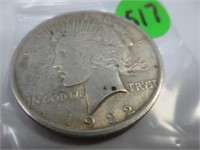 1922 Peace silver dollar, x-fine