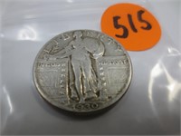 1930 Standing Liberty silver quarter, very fine