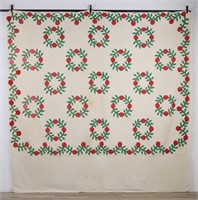 Vintage Rose Pattern Quilt Full Bedspread