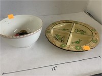 Vntg Serving Plate & Bowl w/ Contents