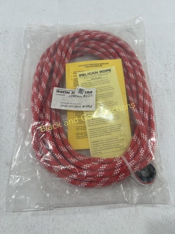 New Pelican Rope Safety Rope Red Assy W/ Hook