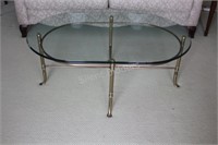 Decorative Brass & Glass Oval Coffee Table