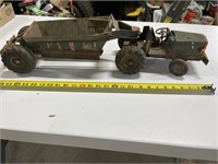 Old metal toy truck and trailer