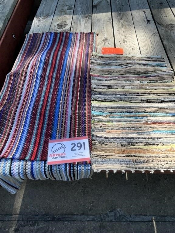 Small rag rug, two additional throw rugs