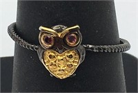 Sterling Silver Garnet Owl Ring