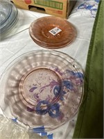 Pink Depression Glass Plates and Saucers