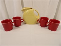 Homer Laughlin Fiesta Ware pitcher & cups