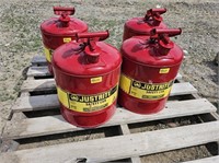 (4) Justrite Safety Fuel Cans