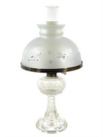 EAPG Hobbs Coin Dot Oil Lamp w Etched Shade