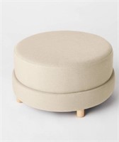 Wilmington Upholstered Round Ottoman Linen