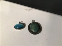 (2) Sterling &  Colored Stones Pendants Lot