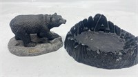 Hawaii Ashtray and Canada Black Bear Ornament lot