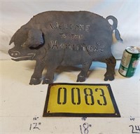 Metal Pig w #Sign