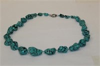 Large Turquoise Nugget Necklace 26"long