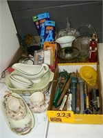 FLAT WITH ADVERTISING PENCILS, OPENERS, TONGS,