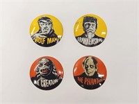 4) MONSTER HORROR PINBACKS FRANKENSTEIN +