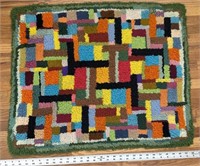 1970s multicolor shag carpet rug 28” x 23”