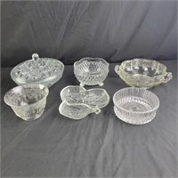 Group of Clear Glassware  Bowls, Candy Dish,