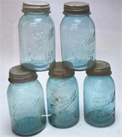 (5) VTG. MASON BALL JARS