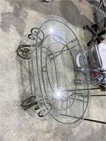Glass Top Metal Table & Stand w/Glass Top