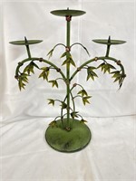 Pair of new metal candle stands with bamboo leaf