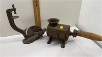 ANTIQUE MEAT GRINDER AND CHERRY PITTER