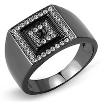 Exquisite Gunmetal Ip .66ct White Sapphire Ring