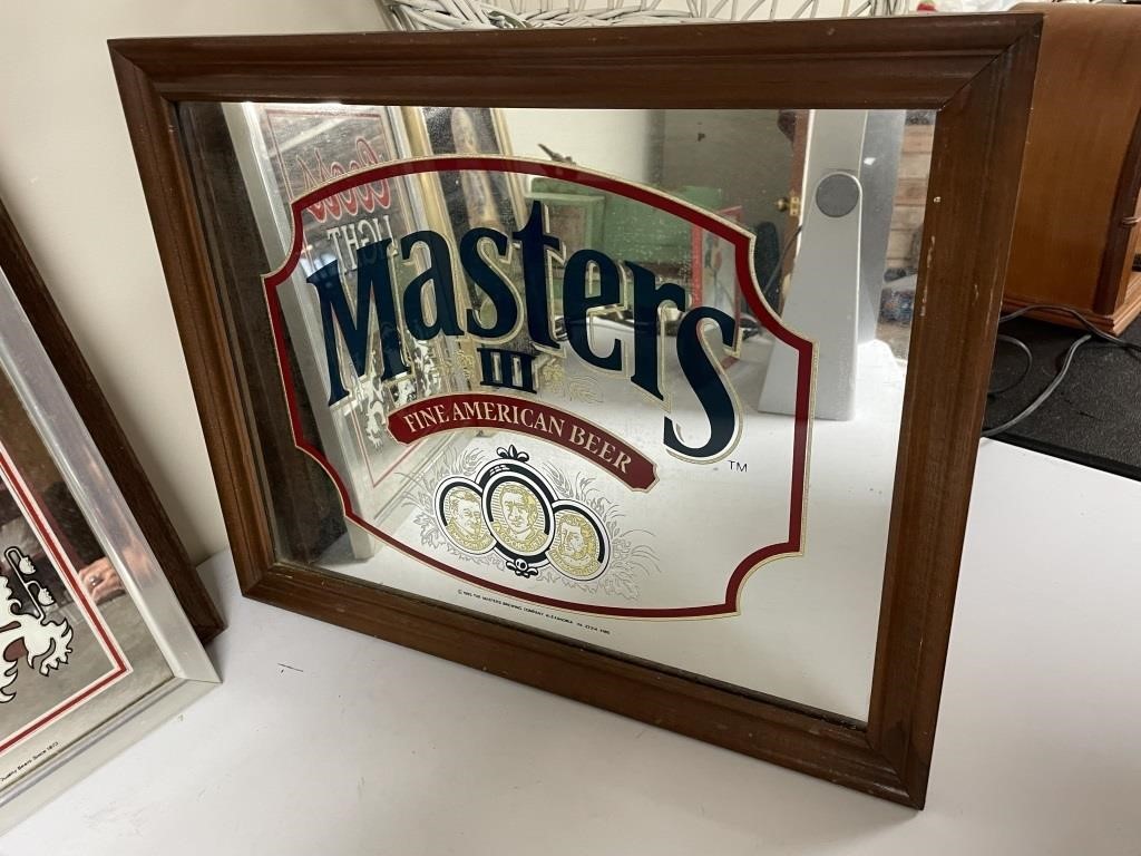 masters III fine american beer mirrored sign
