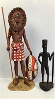 Summit Maasai Warrior & Carved Wooden Warrior
