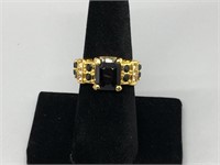 Black Stone and Diamond Ring