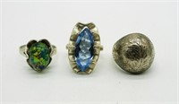 (3) Vintage Sterling Rings, Mexico