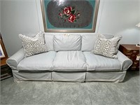 Custom Slip Covere linen Light Blue Sleeper Sofa