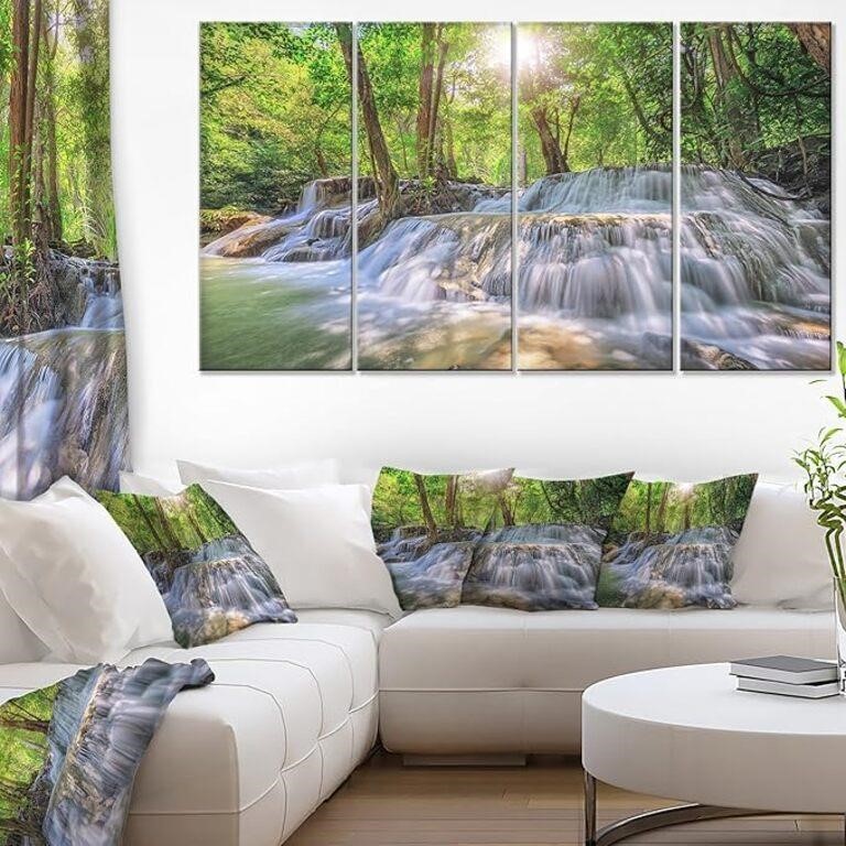 $143 4 Panel Kanchanaburi Waterfall Metal Wall Art