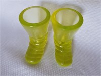 Pair of Vaseline Glass Boots