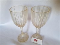 Pair of Clear Long Stem Crystal Wine Glasses