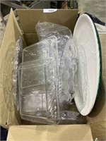 Assorted Clear Plastic Serving Pieces, Trays, +