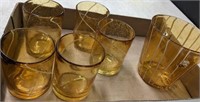 AMBER, CRACKLE STYLE GLASSES