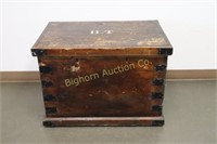 Antique Wooden Trunk w/ 2 Dividers
