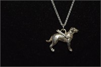 Sterling Chain & Seeing Eye Dog w/ Harness Pendant