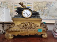 19th Century Gilt Metal Mantle Clock - losses